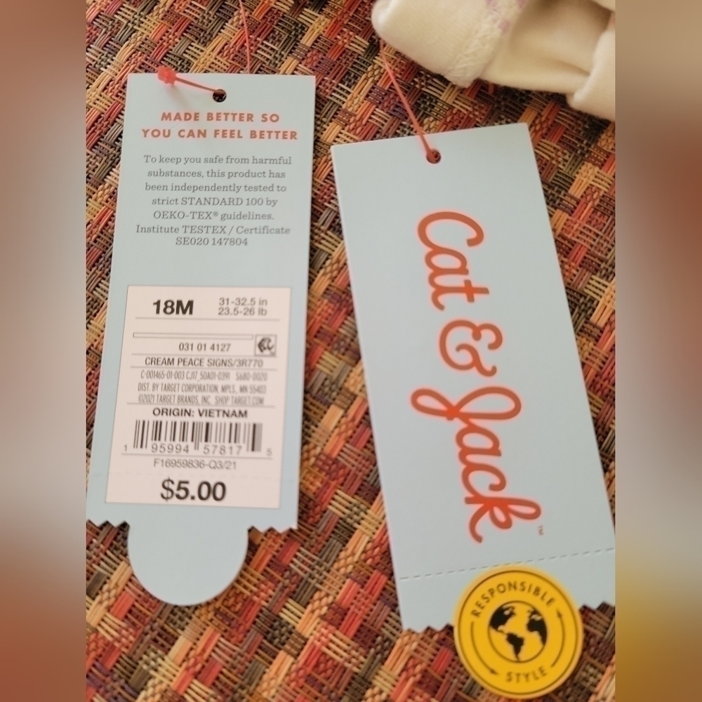 Cat & Jack 18 Months Peace Sign Leggings Two Pack - Picture 5 of 6